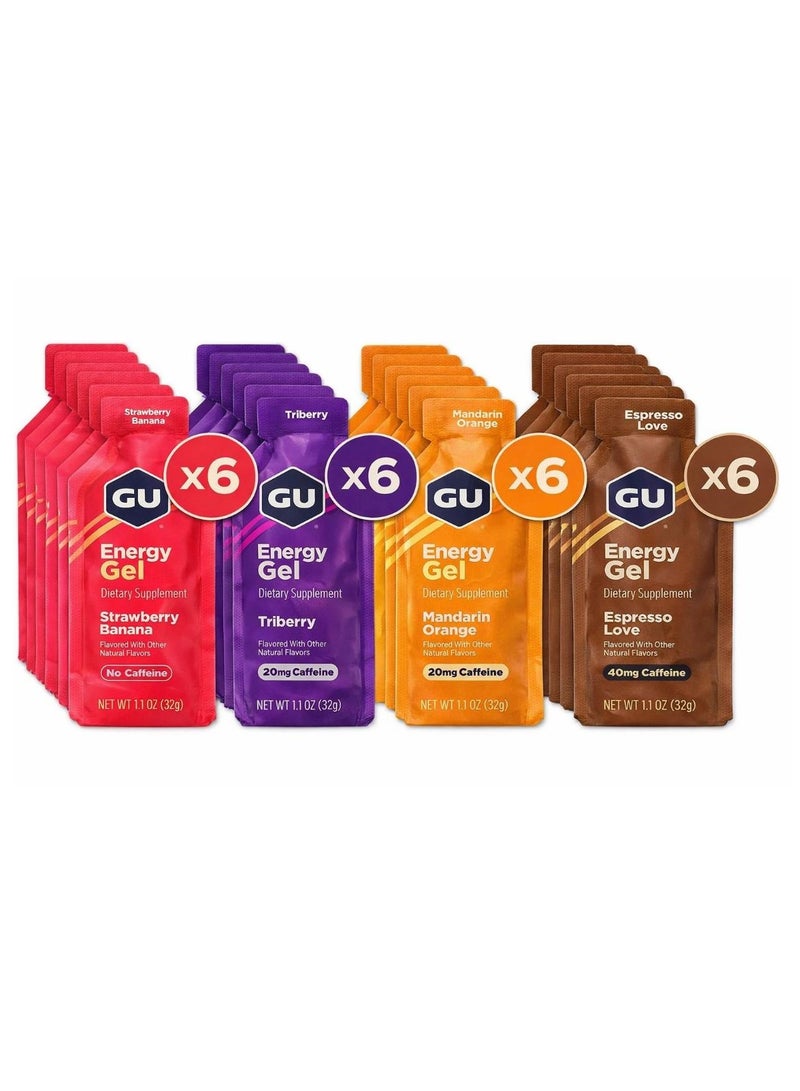 GU Energy Original Sports Nutrition Energy Gel (Assorted Flavours - 4Flavours x 6pcs, 24-Count) - Image 1